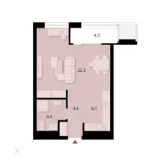 Студия 41,2м² , 5 этаж - фото 1