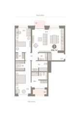 2-комн. кв. 109,1м² , 3 этаж - фото 1