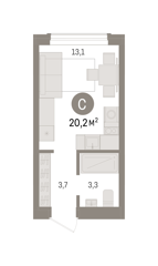 Студия 20,2м² , 5 этаж - фото 1