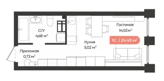 Студия 24,5м² , 13 этаж - фото 1