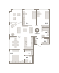 3-комн. кв. 113,2м² , 17 этаж - фото 1