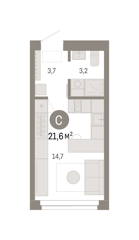 Студия 21,6м² , 1 этаж - фото 1