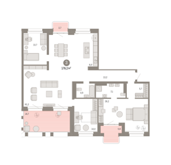 3-комн. кв. 178,5м² , 7 этаж - фото 1