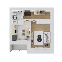 1-комн. кв. 36,9м² , 3 этаж - фото 2