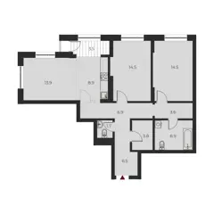 3-комн. кв. 84,7м² , 2 этаж - фото 1