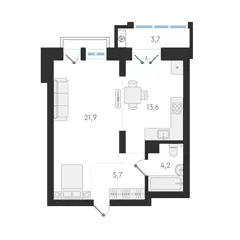 1-комн. кв. 45,4м² , 7 этаж - фото 1