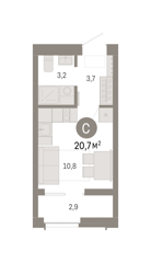 Студия 20,7м² , 5 этаж - фото 2