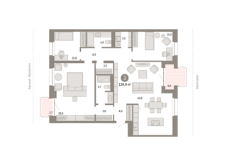 3-комн. кв. 140,3м² , 3 этаж - фото 2