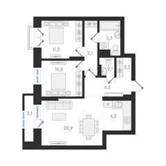 Студия 70,1м² , 7 этаж - фото 1