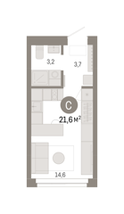 Студия 21,6м² , 1 этаж - фото 1
