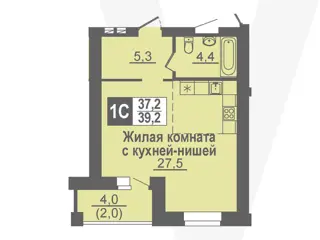 Студия 39,2м² , 7 этаж - фото 1