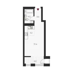 Студия 32м² , 11 этаж - фото 1