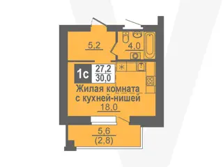 Студия 30м² , 10 этаж - фото 1
