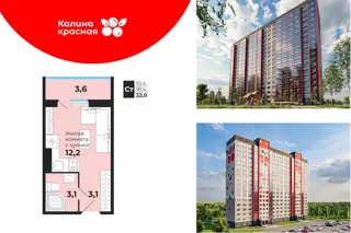 Студия 21,4м² , 17 этаж - фото 1