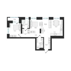 Студия 69,5м² , 23 этаж - фото 1